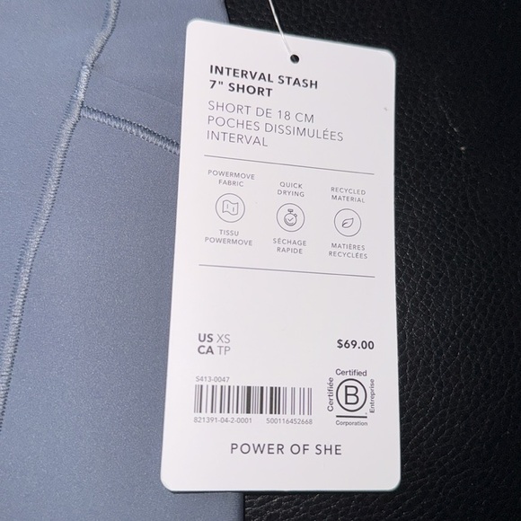 Athleta shorts interval stash 7" biking NEW gray side pockets quick dry - Picture 3 of 5